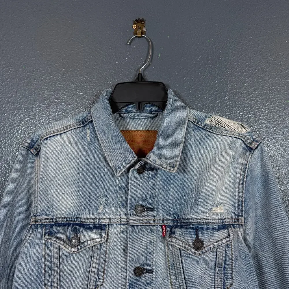 Levi’s S men’s blue denim distressed light jacket bomber